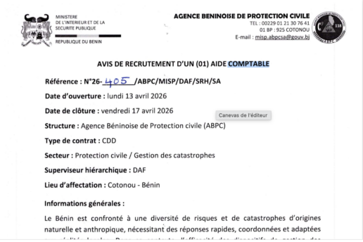 AVIS DE RECRUTEMENT