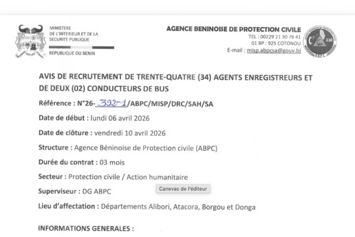 AVIS DE RECRUTEMENT